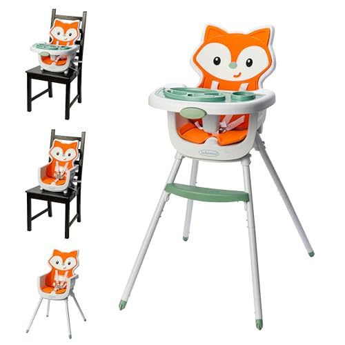 Infantino Grow-with-Me 4-in-1 Convertible High Chair, Fox-Theme, Space-Saving Design, Booster and Toddler Chair for Infants & Toddlers 3M-36M