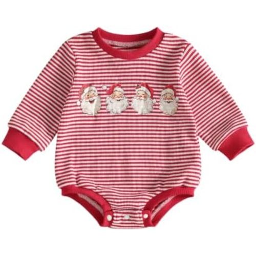 MERSARIPHY Baby Christmas Clothes Newborn Boy Girl Santa Sweatshirt Romper