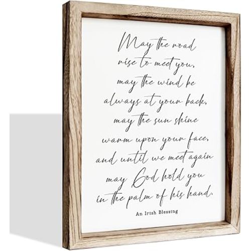 Irish Blessing Wood Sign, May the Road Rise to Meet You, Celtic Prayer Farmhouse Decor, Christian Bible Wood Framed Wall Art Home Room Office Church Decor, Cheer Up Gift
