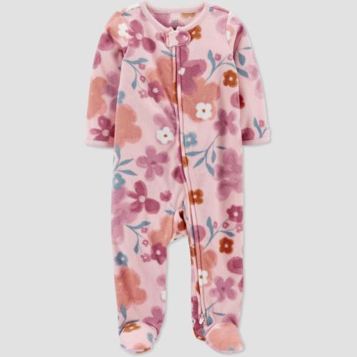 Carter's Just One You® Baby Girls' Floral Microfleece Footed Pajama - Brown/Pink