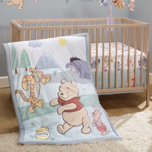 Disney Baby Pooh Bear & Pals Cotton 3Piece Nursery Crib Bedding Set