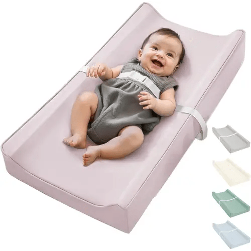 Vegan Leather Baby Changing Pad, Waterproof Cover, Standard Size, Wipe-Clean (Pink)