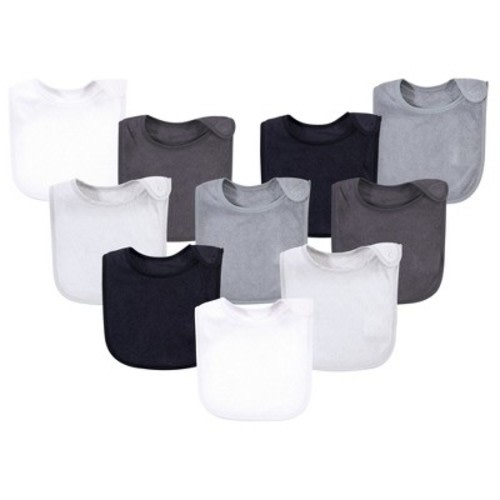 Hudson Baby Infant Unisex Rayon from Bamboo Terry Bibs, Black White, One Size
