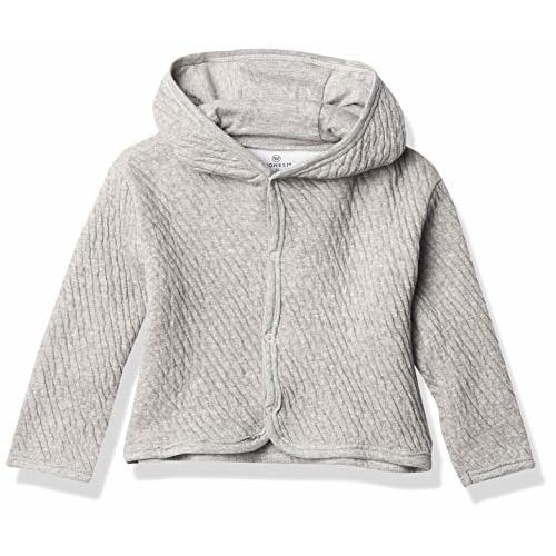 HonestBaby Matelasse Snap-Front Hooded Jacket Organic Cotton for Infant Unisex Baby Boys & Girls