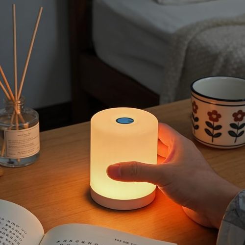 Portable Night Light for Baby Nursery, Rechargeable Battery Operated Touch Light, Dimmable Nursery Nightlight for Breastfeeding, Bedside, Travel, Home, Warm Yellow, ABS Material