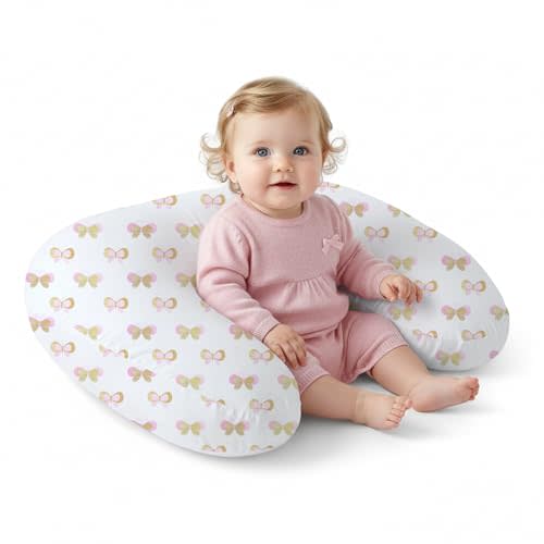 Little Grape Land Nursing Pillow, Upgraded Breast Feeding Pillow for Mom, Breastfeeding & Bottle Feeding for 0–16 Months, Machine Washable Cover with Firm Breathable Filling for Tummy Time, Butterfly