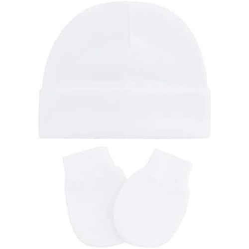 DOOVID Newborn Hats and Mittens Set Infant Beanie Baby Hat Kint Cotton Hostipal Hats Gloves Mittens for Boys Girls