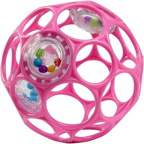 Bright Starts Oball Rattle Easy-Grasp Toy - Pink, Ages Newborn - 1 Count (Pack of 1)