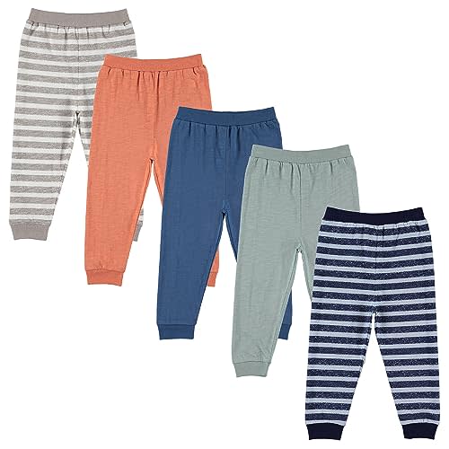 Cudlie 5-Pack Baby/Toddler Boys Jogger Pants - Lightweight Tapered Sweatpants - Lounge Jogger for Boys