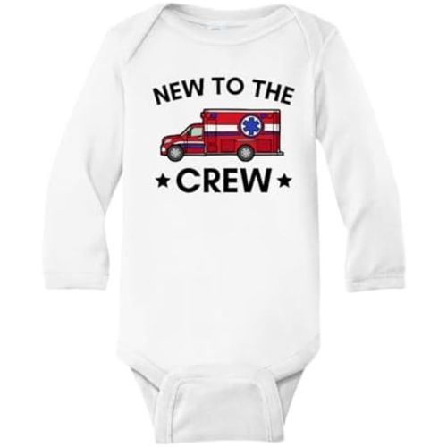 New To The Crew Ambulance Cute Baby Bodysuit, Kids & Toddler T-Shirt - Funny Outfit for Girls Boys Baby Shower Foodie Tee