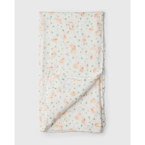 Baby Muslin Swaddle in Tanboocel® Bamboo Viscose - Bunny Meadow