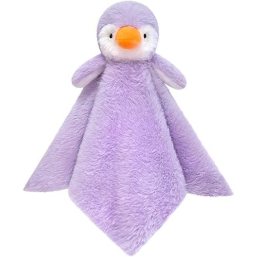 Baby Purple Penguin Soft Stuffed Animal Security Blanket, Plush Penguin Character Lovey Blanket, Baby Shower/Nursery Gift, Newborn Infant Toddler Snuggle Blankie for Girls Boys, 14 Inches