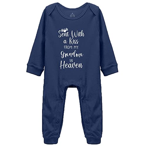 Baby Bodysuit,Sent with A Kiss from My Grandma in Heaven-Newborn Infant Baby Bodysuit White Long Sleeve 0-24 Months