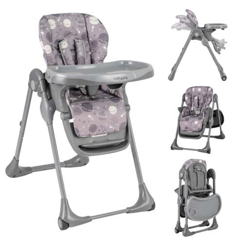 Costway Baby High Chair, Gray, Foldable with Detachable Cushion
