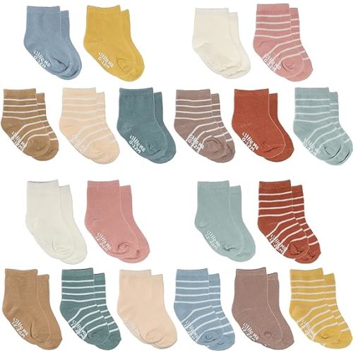 Little Me 20-Pack Newborn Baby Infant & Toddler Unisex Socks, For Baby Girl or Boy, 0-12 & 12-24 Months, Assorted Size Pack