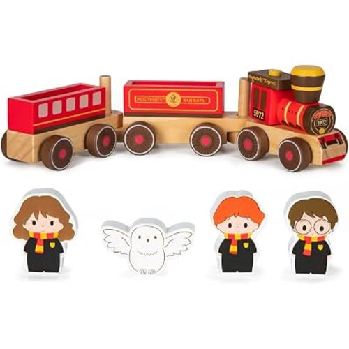 KIDS PREFERRED Harry Potter Hogwarts Express Wooden Train Set, Toy Figures