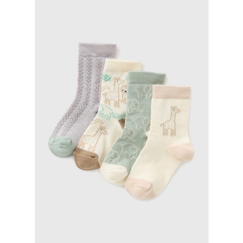 Baby 4 Pack Safari Socks
