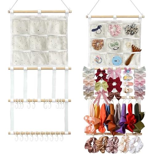 Headband Holder Bows Organizer for Girls | High Capacity Wall Mounted Hair Accessories Organizer Holder for Hair Bows & Clips | Girls Room Wall Decor
