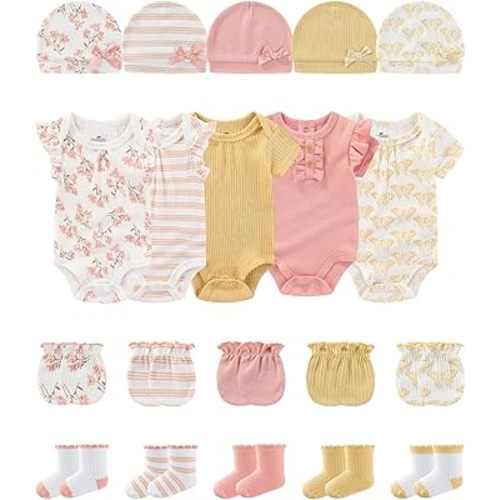 Baby Short Sleeve Bodysuits and Accessories Set Cotton Baby Clothes