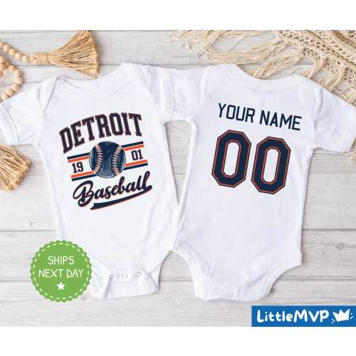 Detroit Baseball Onesie® - Detroit Baseball Baby - Detroit Baby Boy - Detroit Baby Girl - Detroit Baby Shower