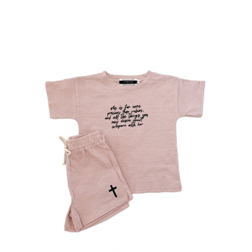 She is Far More Precious Shorts & Tee Set – OUR HOUSE ABOVE