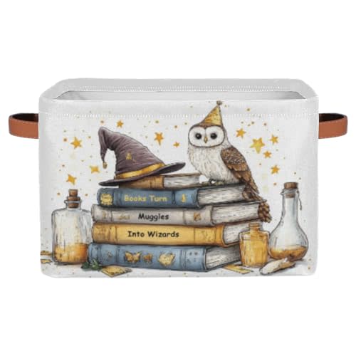 BENGRONGAE Storage Bin, Magic Hat Storage Baskets With Handles Decorative Collapsible Rectangular Storage Bins Canvas Storage Basket for Nursery Shelf, Organizing Toys, Clothes, Books