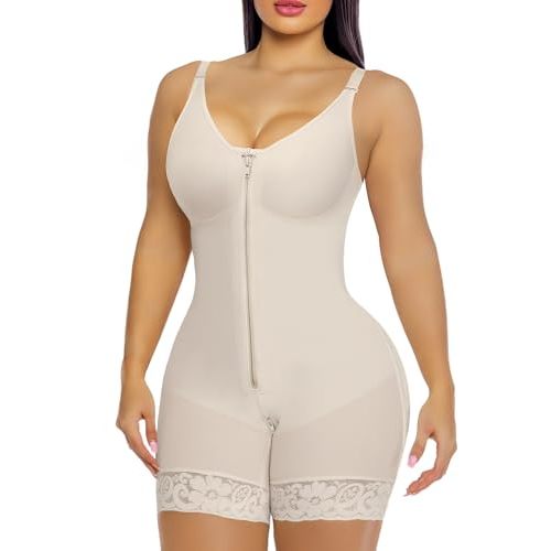 YIANNA Fajas Colombianas Postpartum Shapewear for Women Tummy Control Butt Lifter Body Shaper with Zipper Crotch