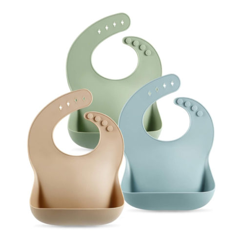 PandaEar Set of 3 Silicone Baby Bibs Waterproof, Soft, Unisex, 10-72 Months