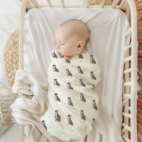 Bernese Mountain Dog Baby Swaddle Blanket Watercolor Berner Nursery Blanket Newborn Gift for Dog Mom Baby Shower Gift Bernese Dog Lover