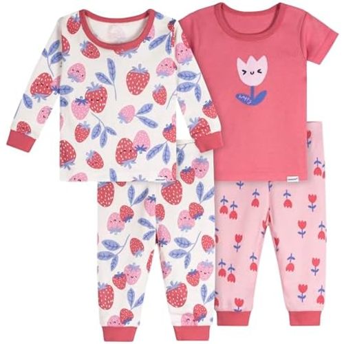 Onesies Brand Baby Girls' Snug Fit 4-piece Pajama Set
