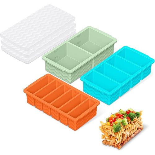 3-Pack Silicone Freezer Trays with Lids for Meal Prep
