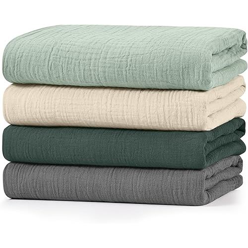 Muslin Swaddle Blankets for Baby Girls and Boys, 4 Pack Breathable and Skin-Friendly Newborn Receiving Blanket, 100% Cotton Swaddle Wrap, Essentials Infant Shower Items, Toddler Gift