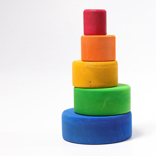 Grimm's Wooden Toys | Rainbow Stacking Bowls Blue to Red