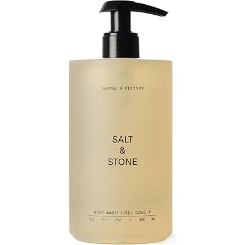 Salt & Stone Antioxidant-Rich Body Wash - Santal & Vetiver | Cleanse, Nourish & Soften Skin with Niacinamide & Hyaluronic Acid | Free From Parabens, Sulfates & Phthalates (15.2 fl oz)