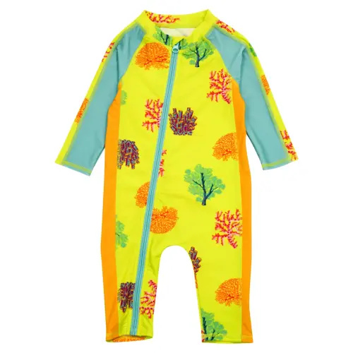 12-18 months: Sunsuit - Long Sleeve Romper Swimsuit | "Coral"
