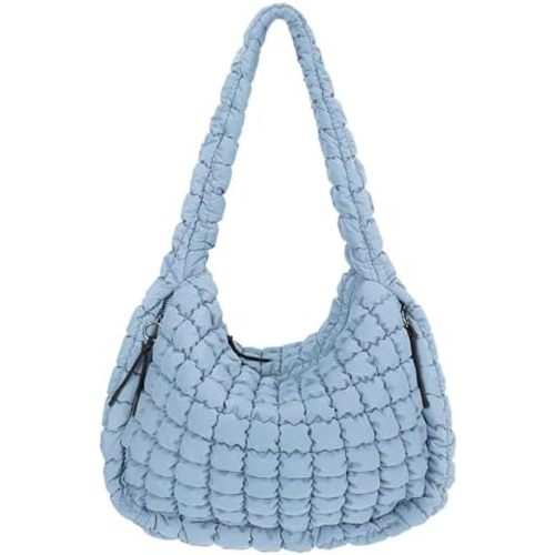 Juoxeepy Quilted Tote Bag Large Carryall Puffer Shoulder Bag Lightweight Padding Hobo Bag