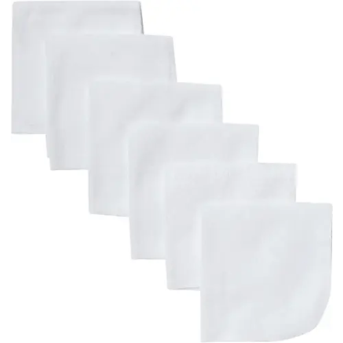Gerber Washcloth, White, 6-Count