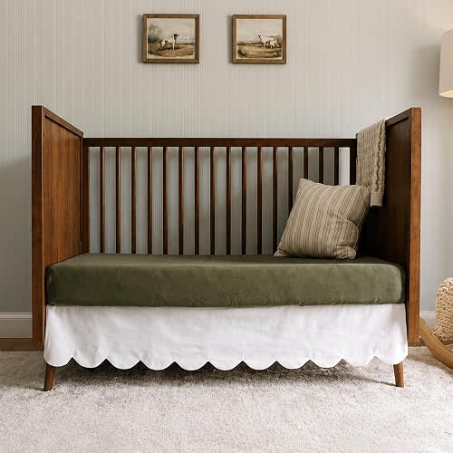 White Crib Skirt Add-On, Crib Bed Skirt, One-Sided 52x28 Inches