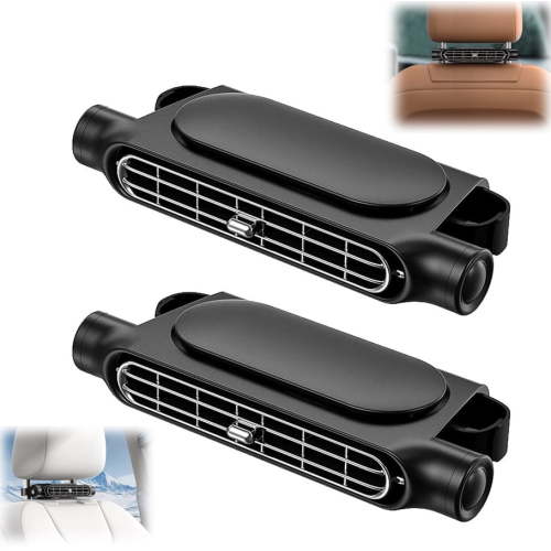 2-Pack Rechargeable Car Seat Fans – 3000mAh Battery Operated Clip-On Cooling Fans with 3 Speeds & Adjustable Angle – Quiet Portable Air Circulator for Kids, Pets, Camping & Travel
