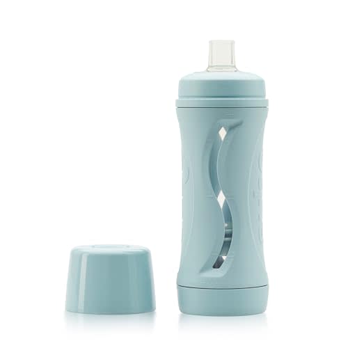 Subo Baby Food Bottle | No Mess Baby Toddler Self Feeder | Squeeze Free Design for Purees, Smoothies, Yogurt, Oatmeal, or Thickened Liquids | Reusable Silicone Washable Cup (Duck Egg Blue)