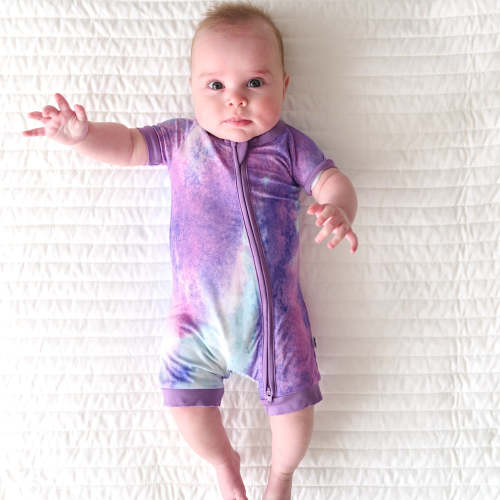 Purple Watercolor Shorty Zippy - Little Sleepies