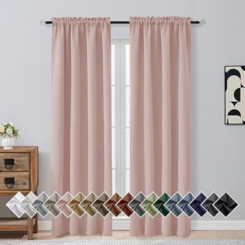 OVZME Blush Pink Blackout Curtains 2 Panels for Girls Room, Thermal Insulated Room Darkening Curtains for Living Room, Energy Saving Window Treatment Curtains Blackout Drapes, 2x40Wx84L Inches