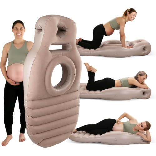 Inflatable Pregnancy Pillow, Full Body Maternity Airbed/Float with Hole for Tummy, The Best Pregnancy Pillow for Sleeping Prone, Maternity Pillow and Pregnancy Must Haves, Gray