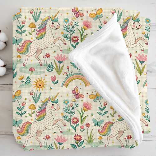 Unicorn Baby Blanket, Rainbow & Butterfly Nursery Bedding, Whimsical Baby Shower Gift for Girls, Magical Baby Blanket, Fairy Tale Aesthetic