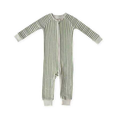 Ribbed Baby Footless Sleeper - Stripes Away Evergreen