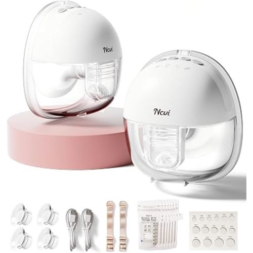 NCVI Wearable Breast Pump for Moms, <42dB for Office, Home or Travel Use