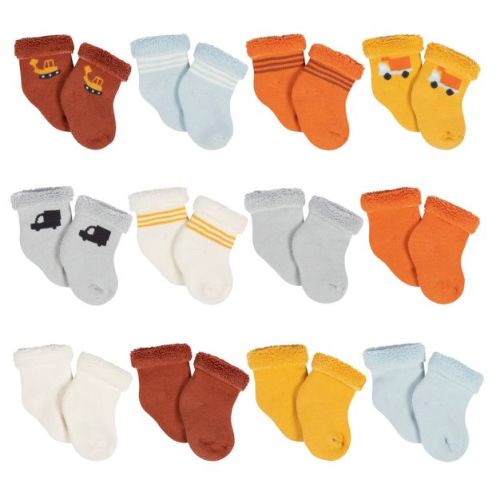 Gerber Baby Boys' 12-Pack Terry Wiggle Proof® Socks Transportation Zone - 3-6 Months