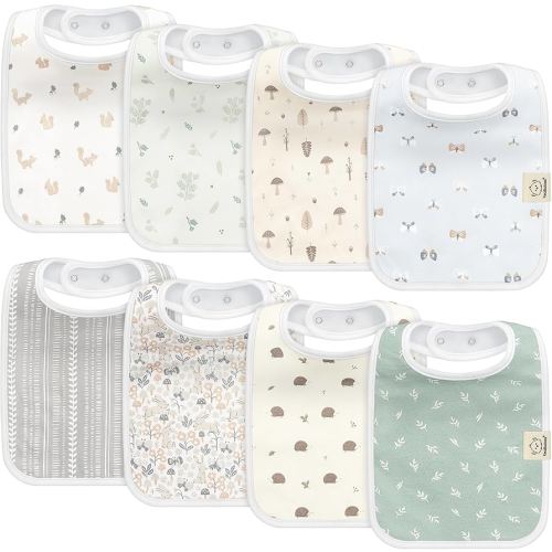 KeaBabies 8-Pack Organic Baby Bibs - Super Absorbent Cotton Drool Bibs for Baby Girl & Boy, Teething Toddler, Drooling Newborn, Ultra Soft & Machine Washable (Prairie)