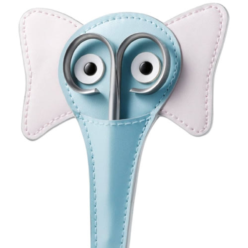 Rubis Stainless Steel Infant Nail Scissors with Blue Leather Elephant Case, For Precise Fingernails and Cuticles, 1K416, Silver,Rubis Switzerland Swiss Made World Renowned Precision