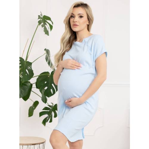 Cotton Maternity Nightdress: Elegant Breastfeeding Pajama with Back Snaps